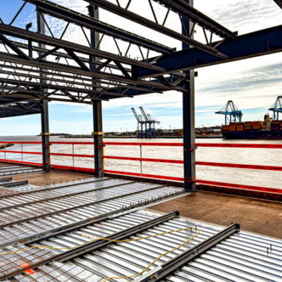 StrapRail floats above the deck and does not interfere with concrete pouring and finishing.