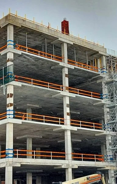 StrapRail protecting all exposed edges on a concrete building that is under construction.